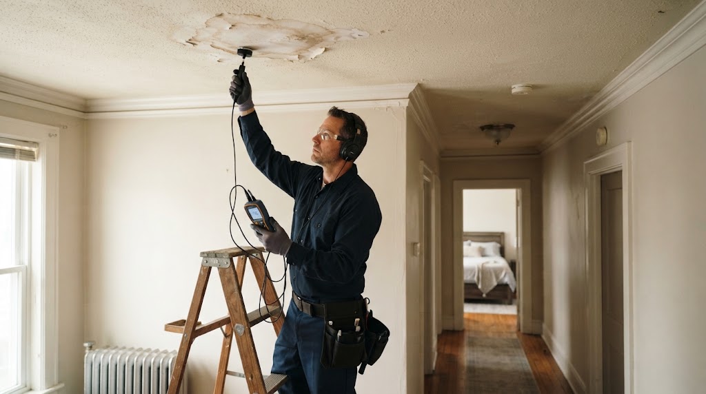 Condo leak detection West New York NJ tracing a ceiling stain